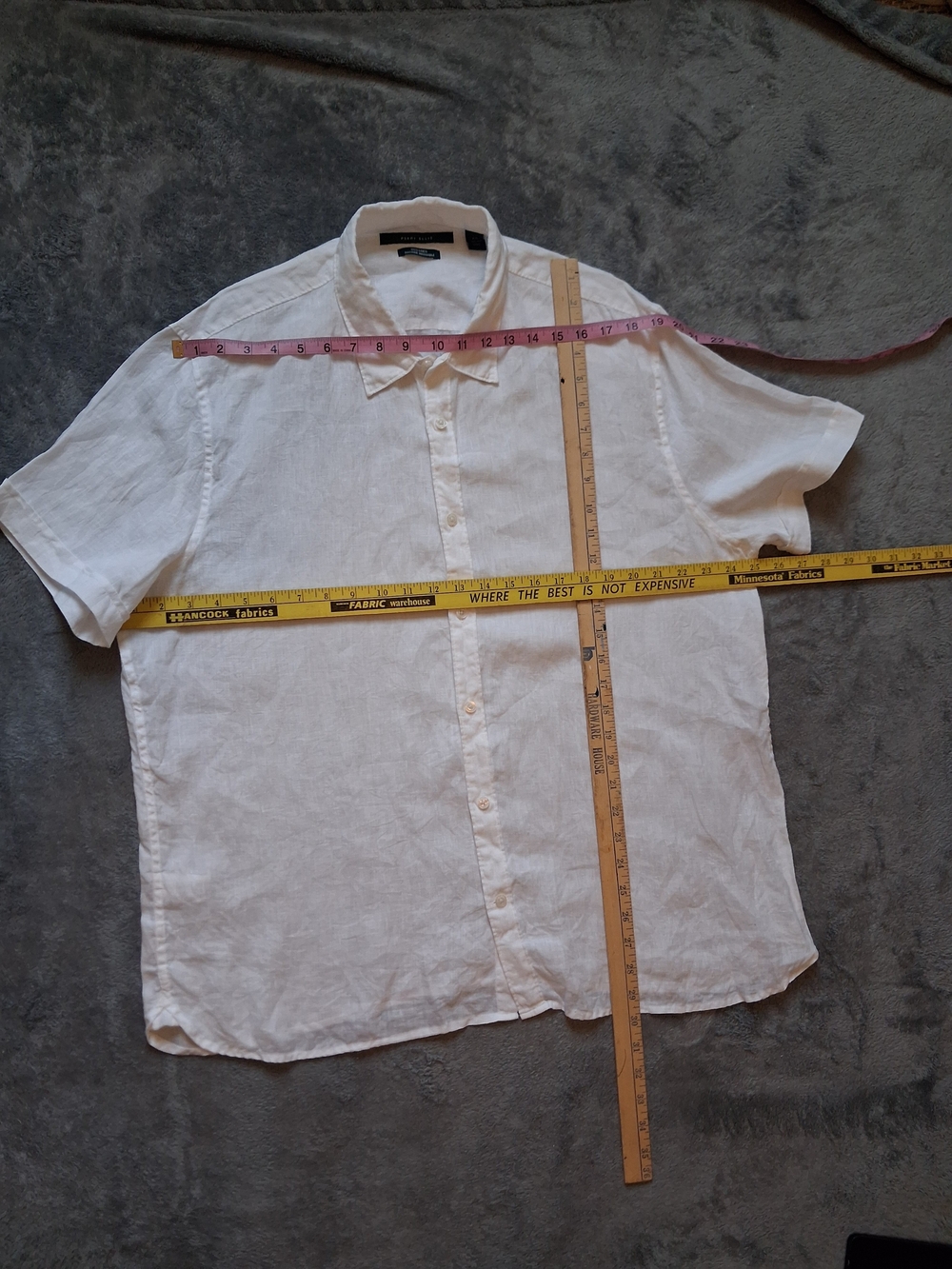 Men's Perry Ellis Short-Sleeve Linen Button Down Shirt White XXL - Picture 4 of 5